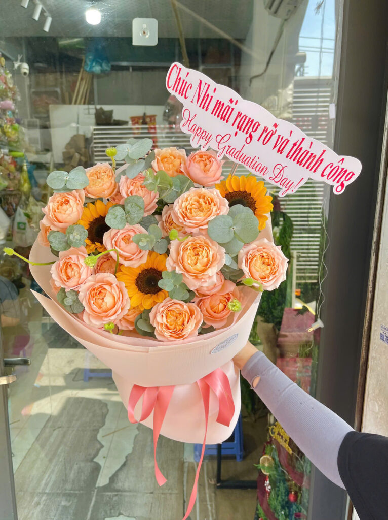 Shop điện hoa tươi - Bó hoa hồng tốt nghiệp
